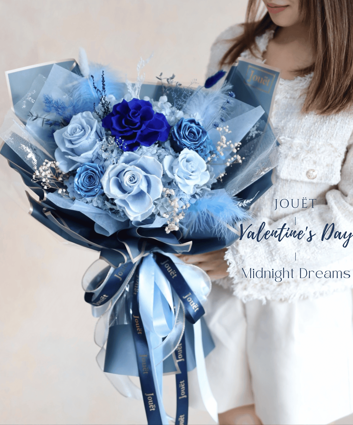 Midnight Dreams 藍玫瑰花束 | 情人節永生花花束2025